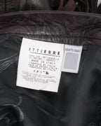 Fringed Leather Pants With Floral Detail