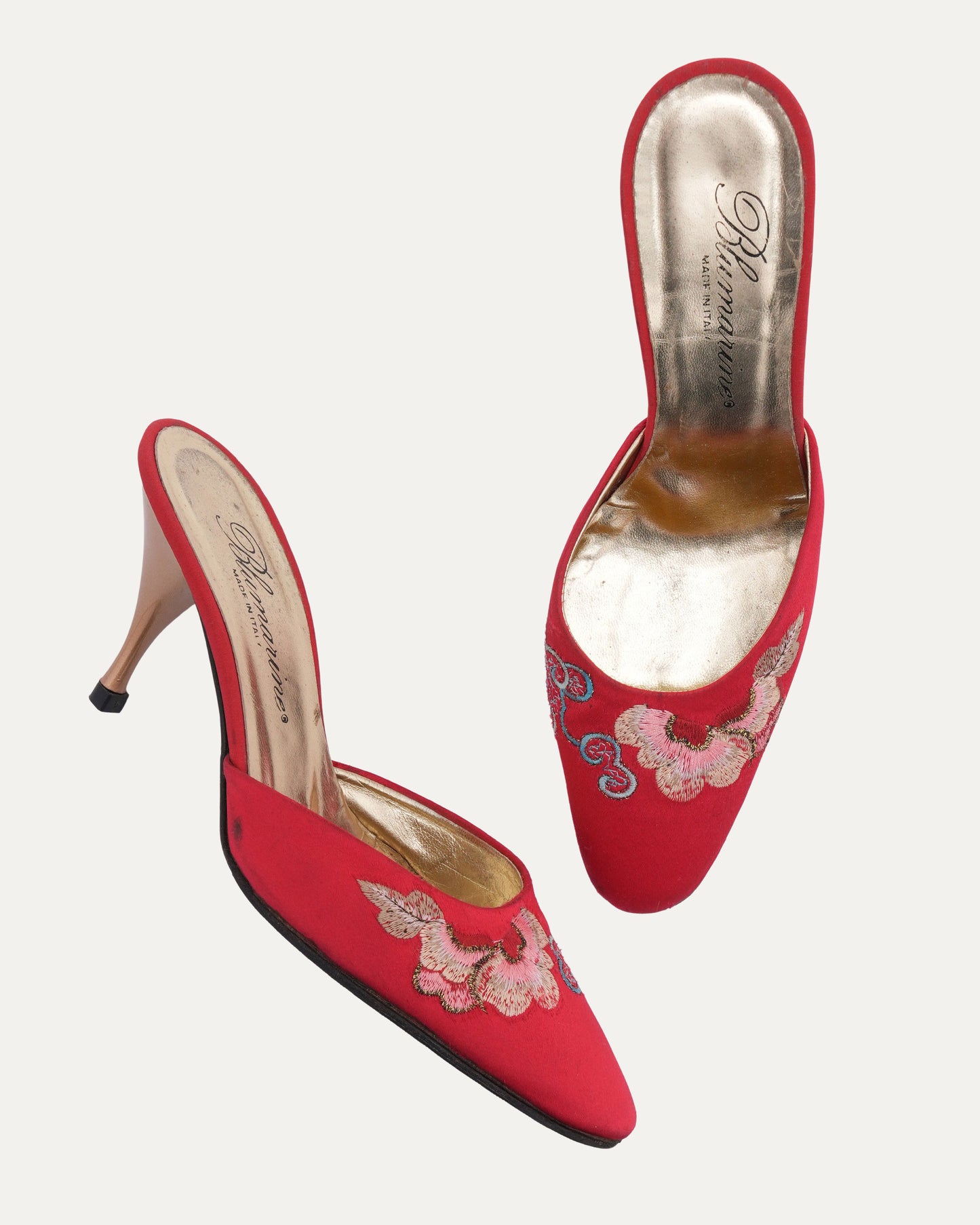 Satin Embroidered Heels