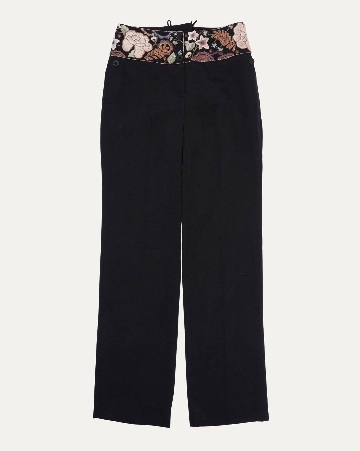 SS 2003 Lace Up Embroidered Pants