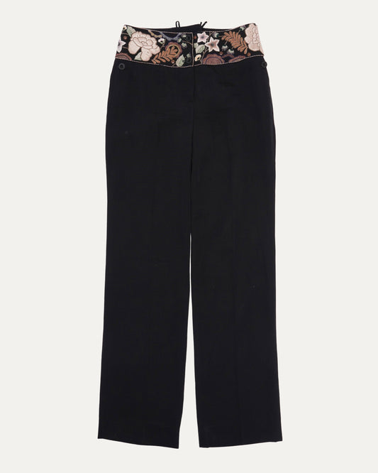 SS 2003 Lace Up Embroidered Pants