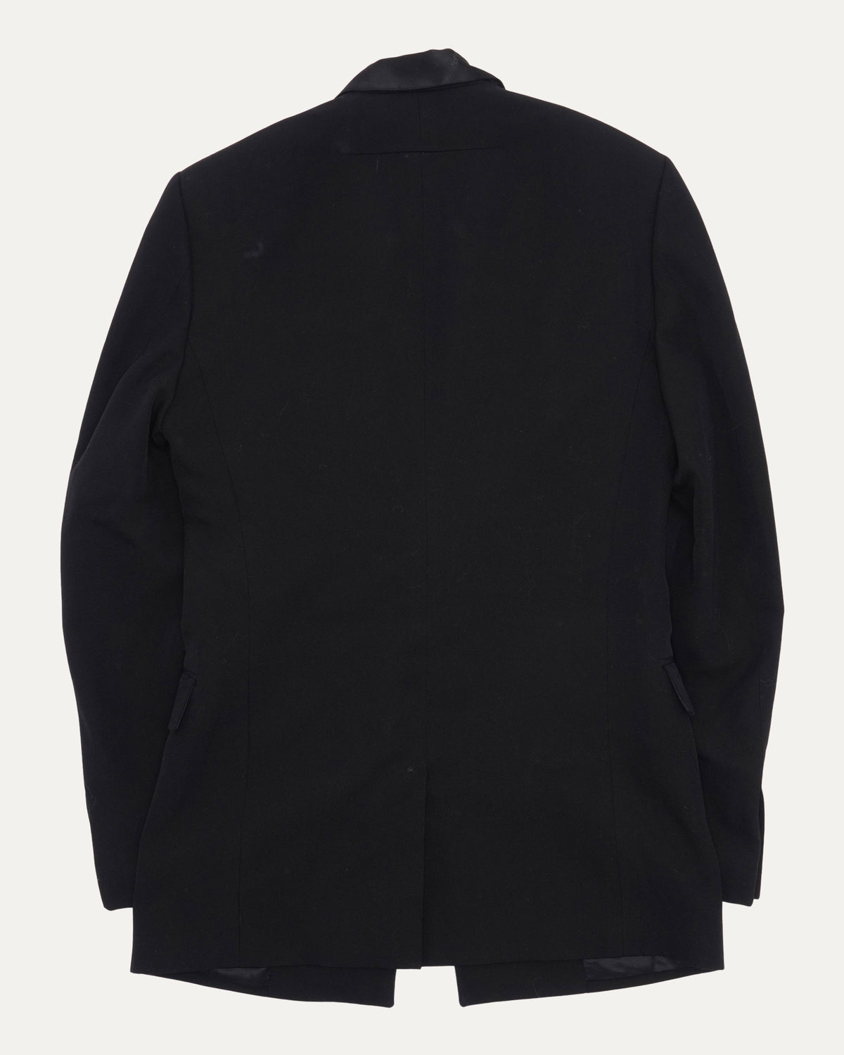 Wool & Silk Satin Fringed Shawl Collar Blazer