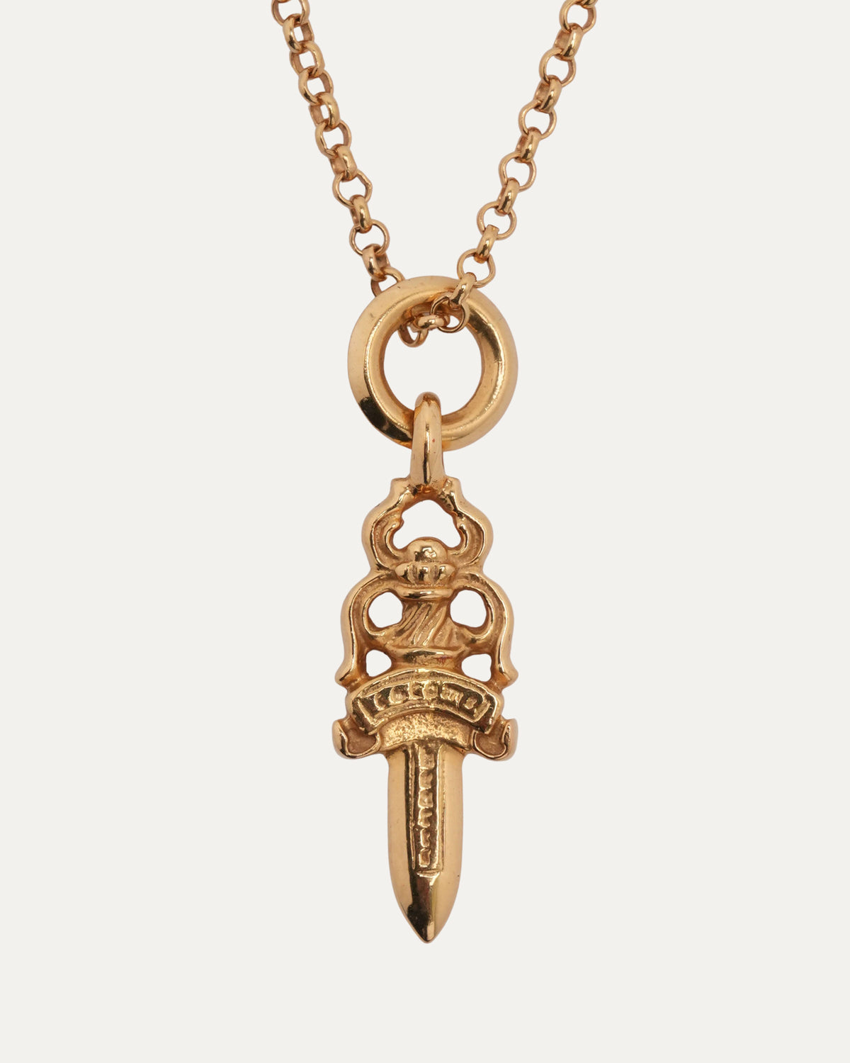 Gold Dagger on Roll Chain