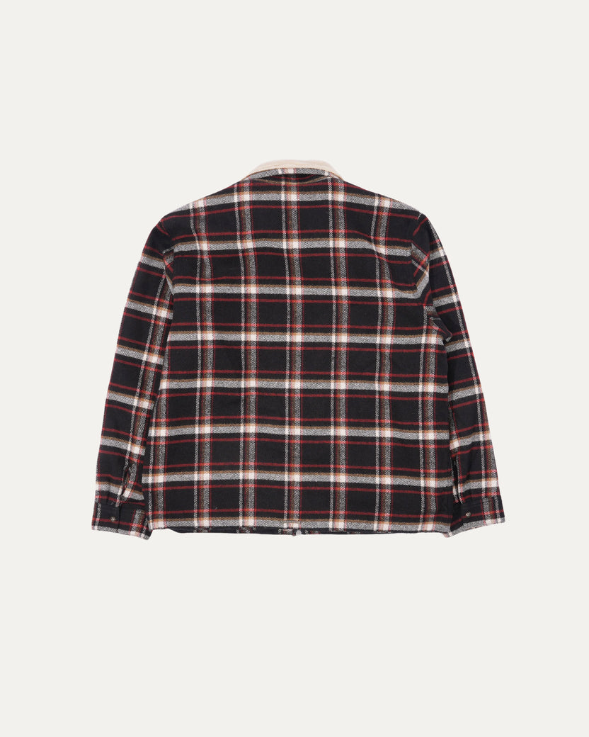 Flannel Shearling Collar Zip Up Jacket