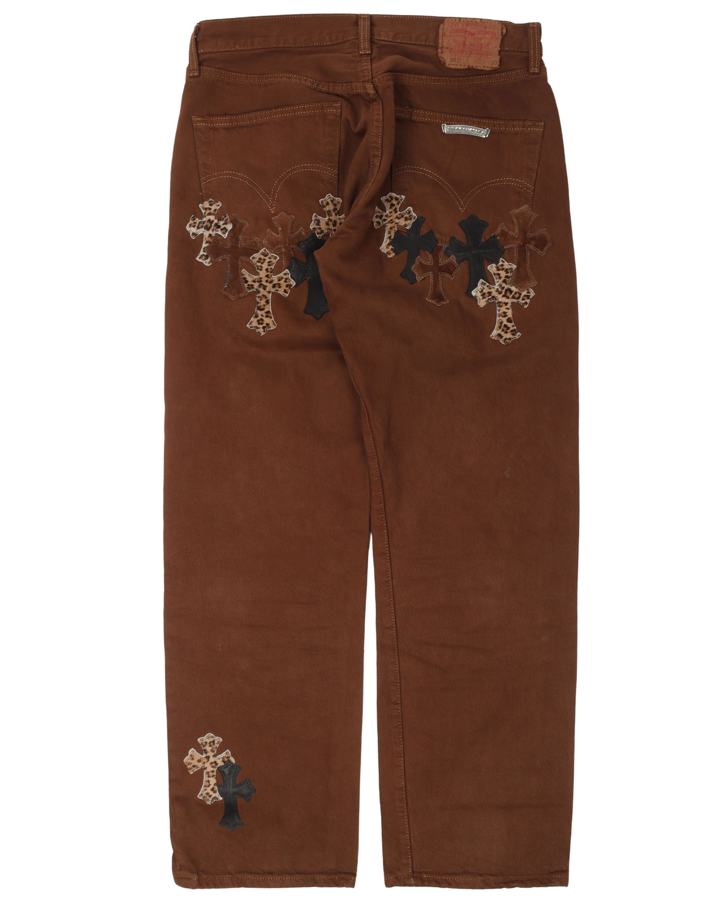 NYFW Leopard Levi's Cross Patch Jeans
