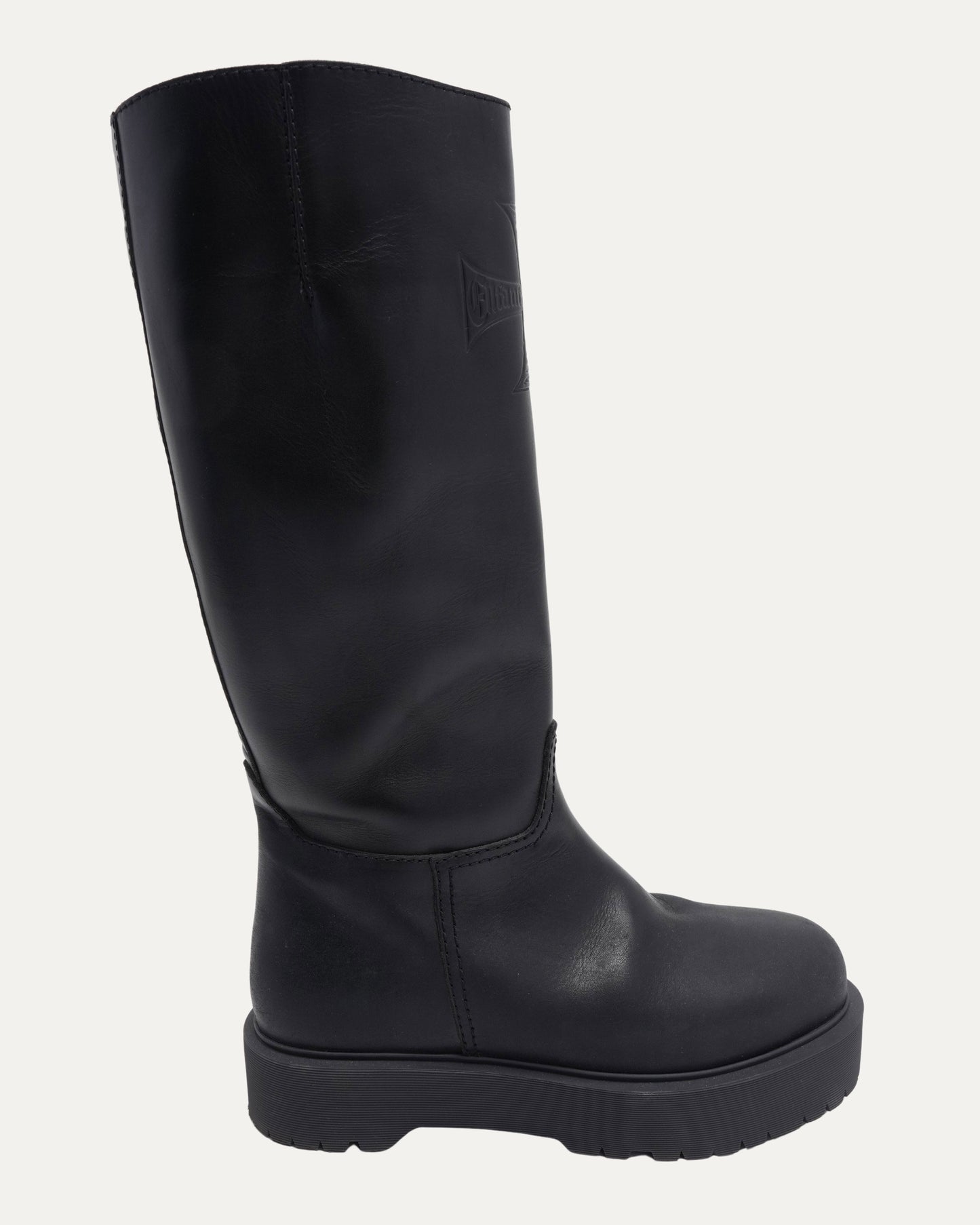 Logo Embossed Leather Boots