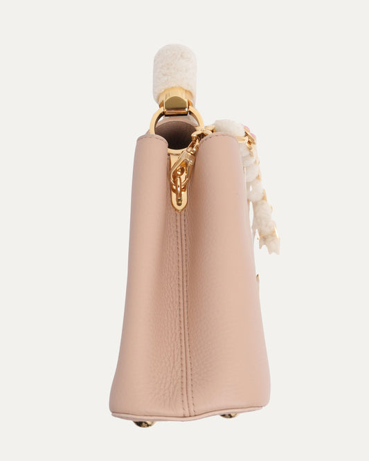 Shearling Trim Handle Taurillon Capucines BB Bag