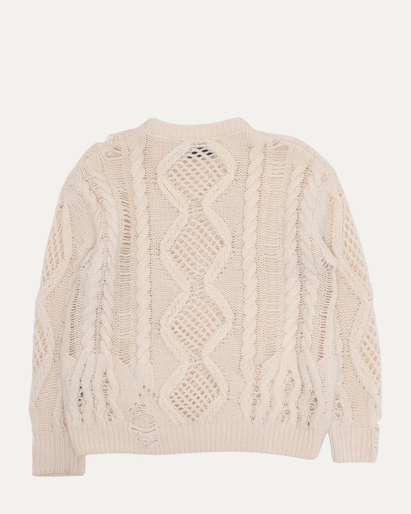 Distressed Cable Knit Sweater