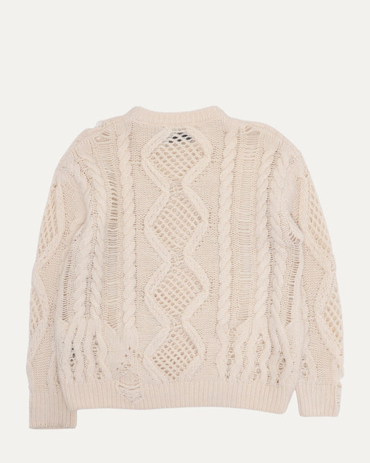 Distressed Cable Knit Sweater