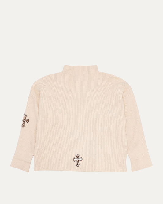 Cross Patch Mock Neck Sweater