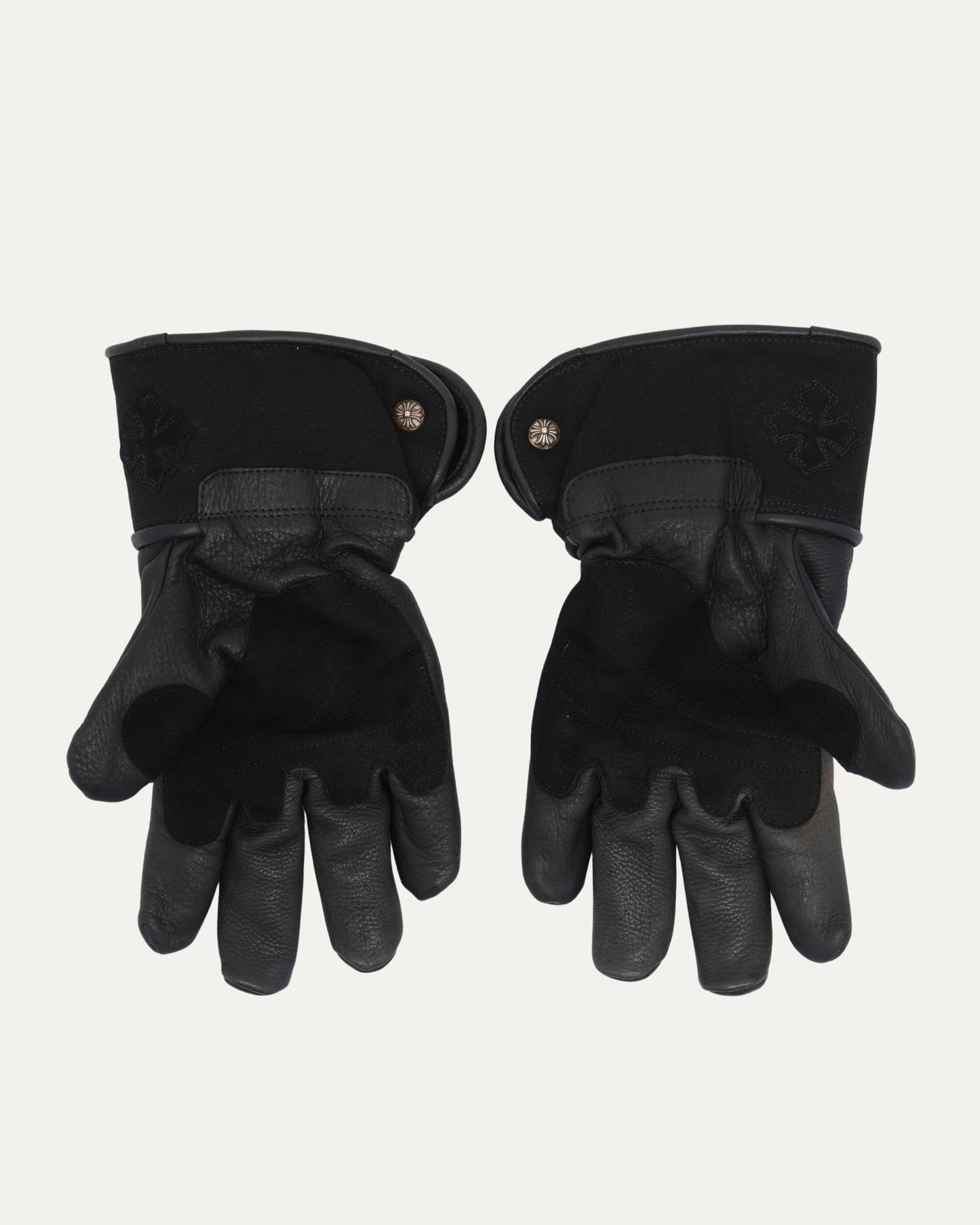 Cross Patch Leather Motorcycle Gloves