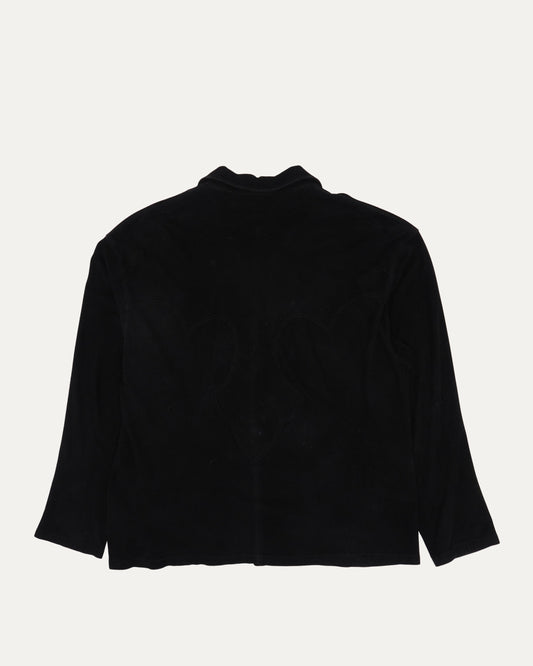 Suede Fleur Zip Up Jacket