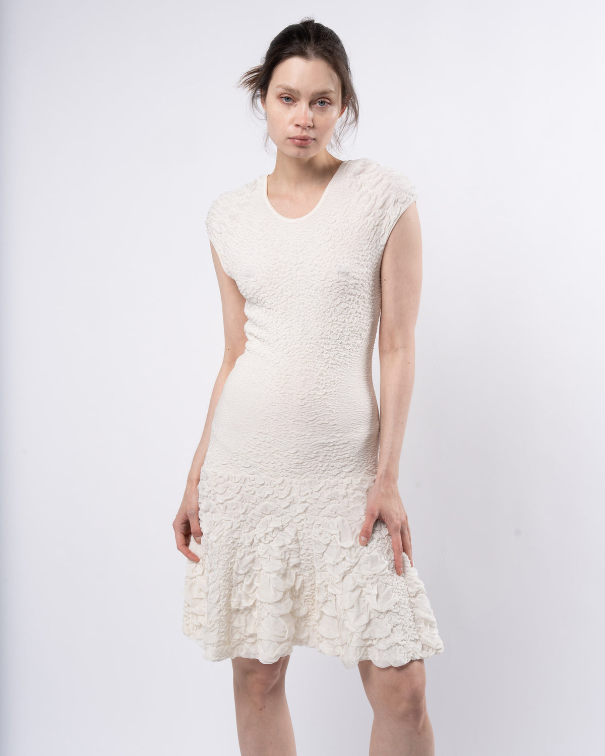 FW 1999 Ruched White Dress