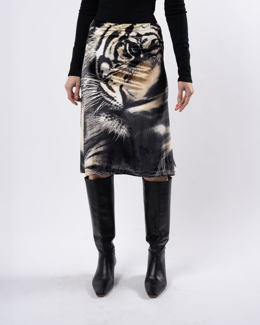 2001 Velvet Tiger Skirt With Gold Detail