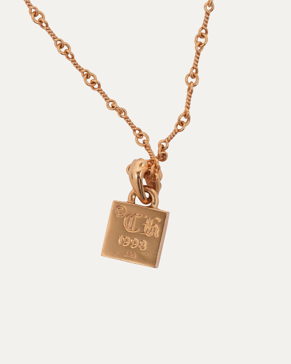 Gold Framed Cross Pendant on Gold Twist Chain
