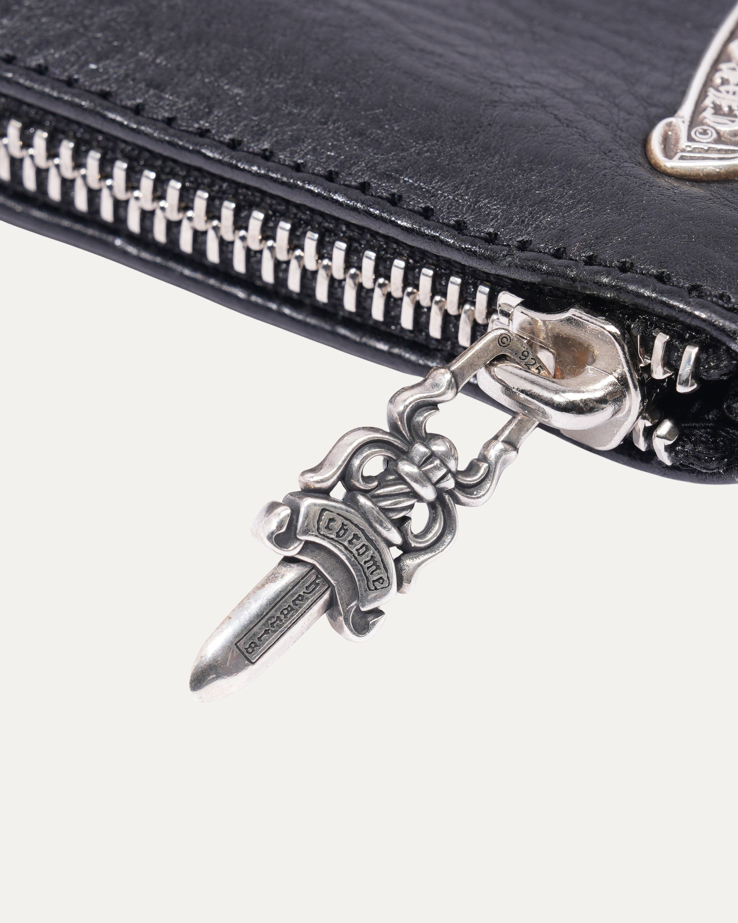 Leather Cross Patch Zip Wallet