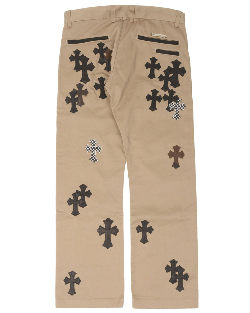 Leather Cross Chino Pants