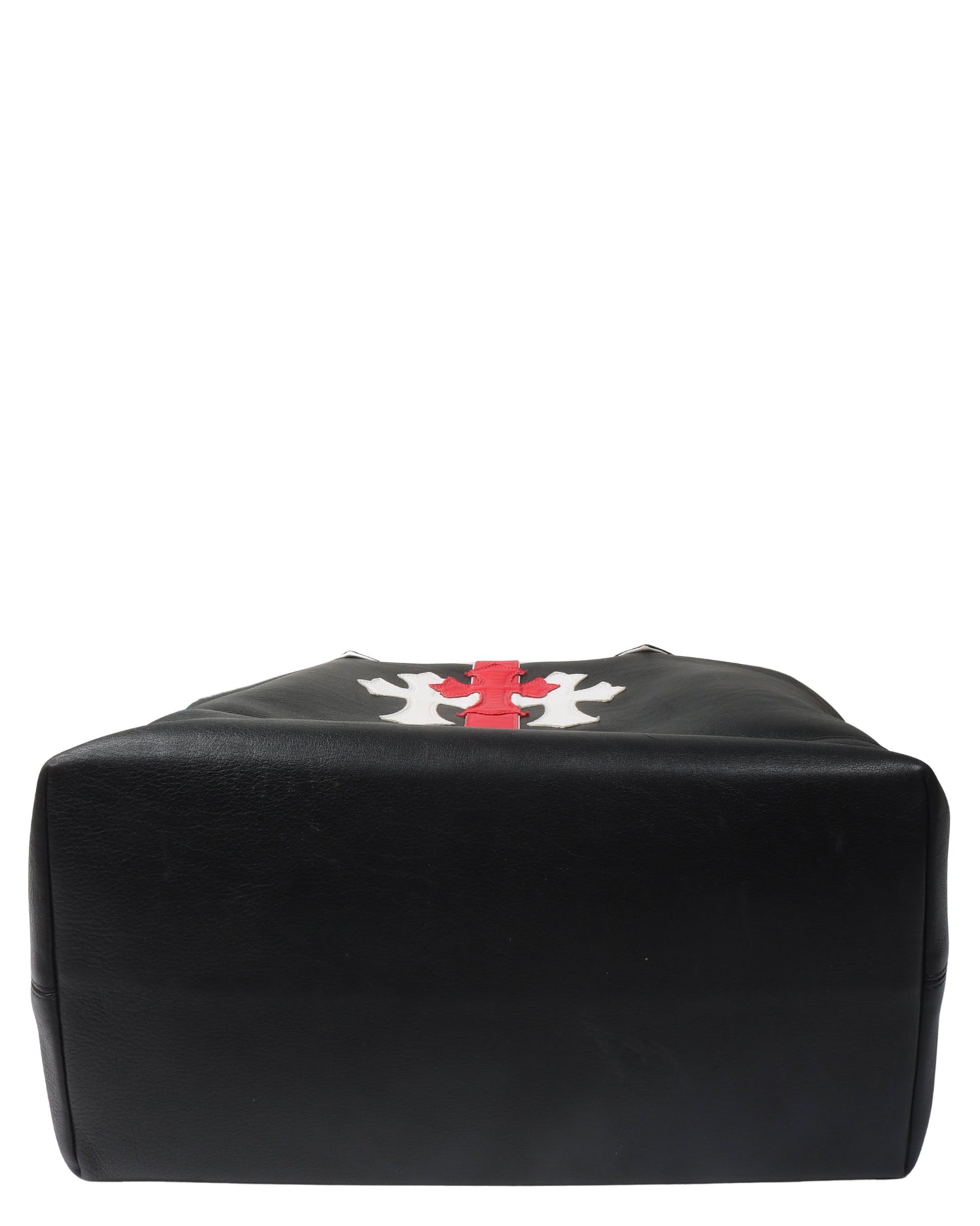 Striped Leather Cemetery Cross Patch Tote Bag