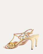Gold Leather Heels with Floral Detail (c. 2004)