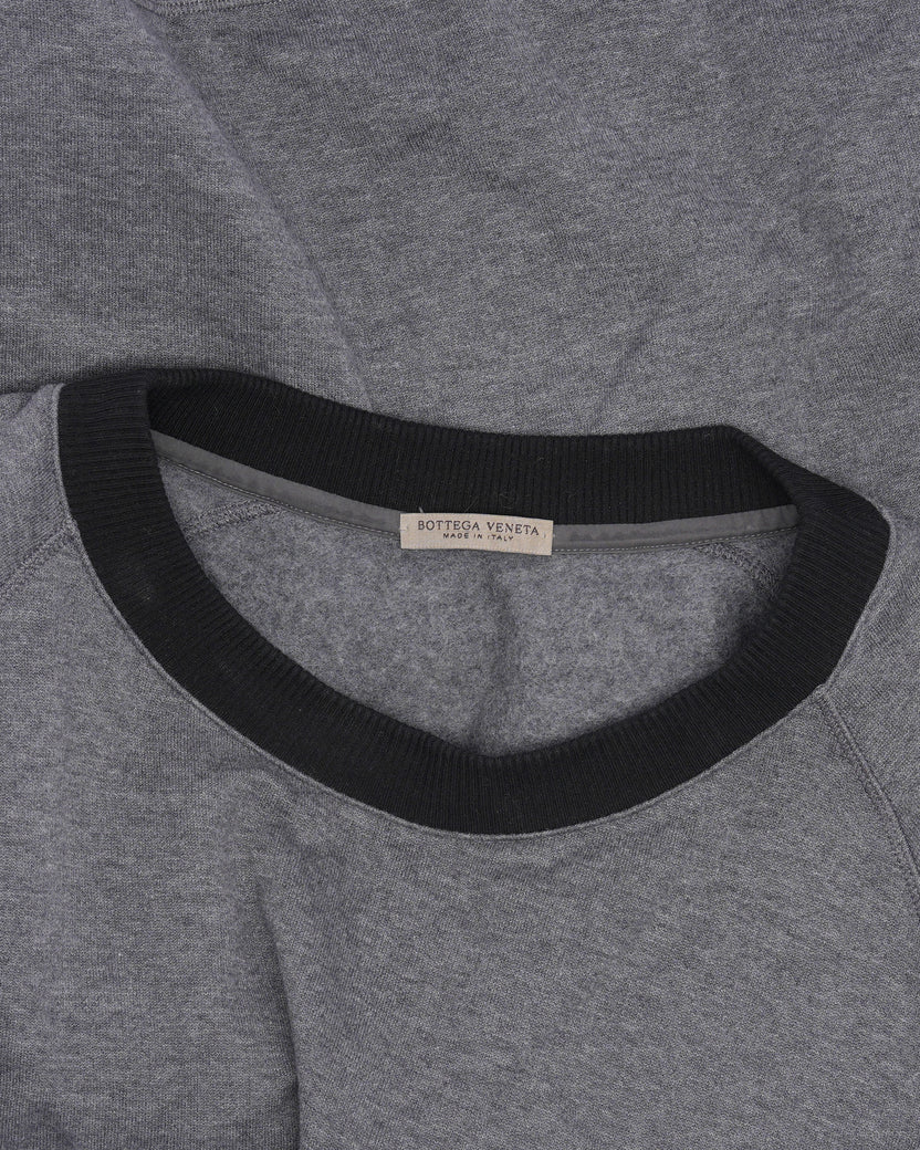 Leather Contrast Pocket Crewneck Sweatshirt