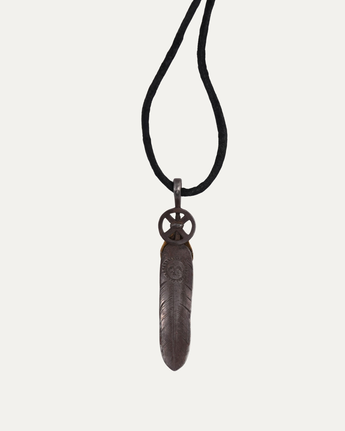 Small Feather Pendant on Leather Necklace