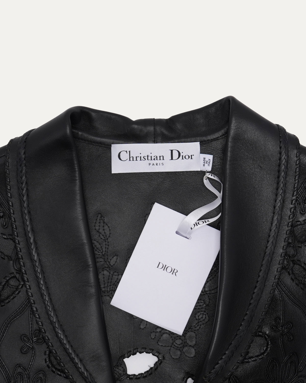 Floral Cutwork Cropped Leather Jacket