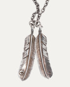 Double Feather Pendant Necklace