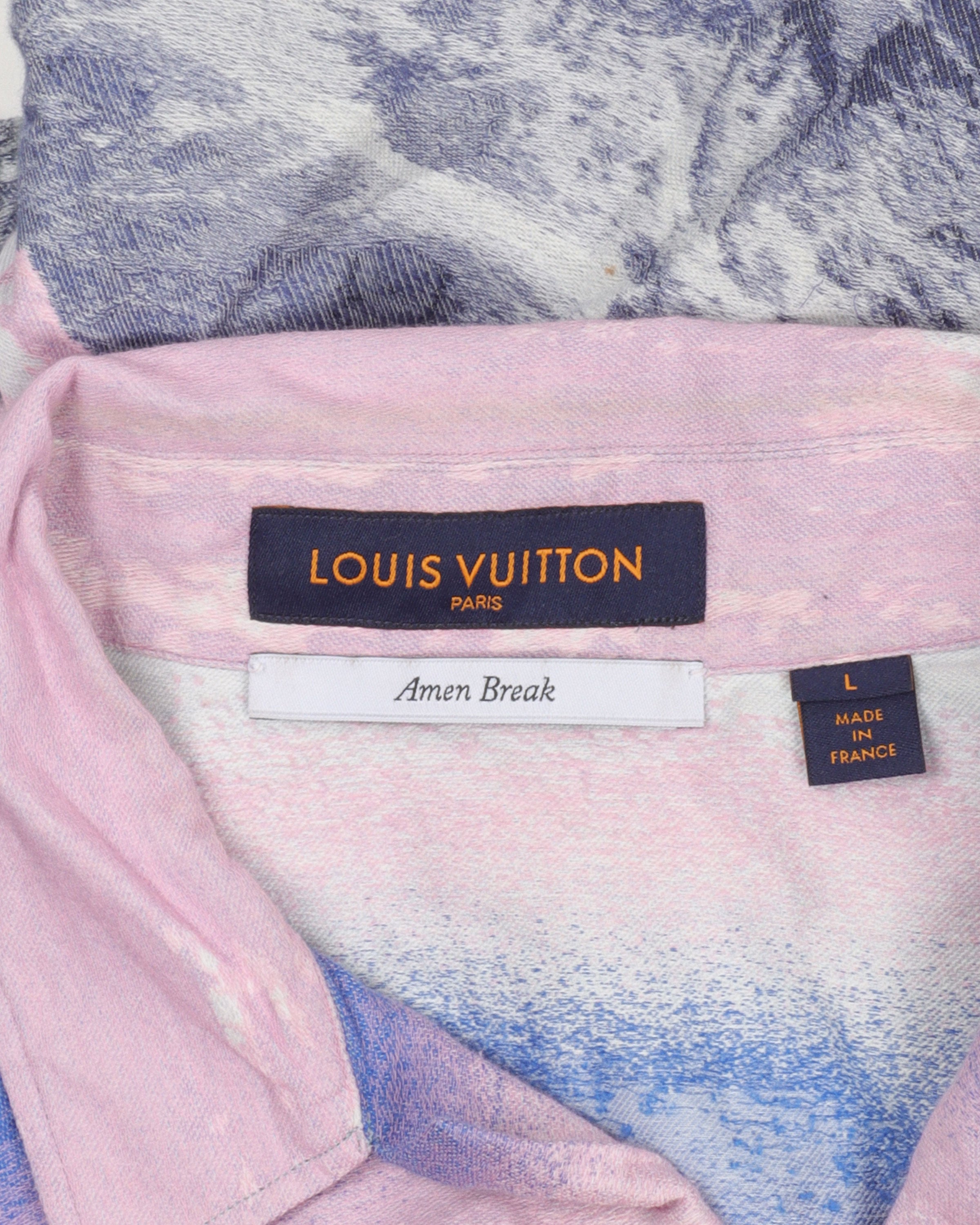 Louis Vuitton X Amen Break 2021 Blue Silk Half-zip Shirt