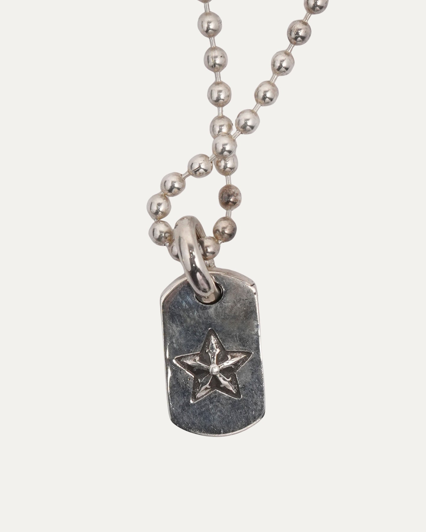 Mini Star Dog Tag Pendant on Ball Chain Necklace