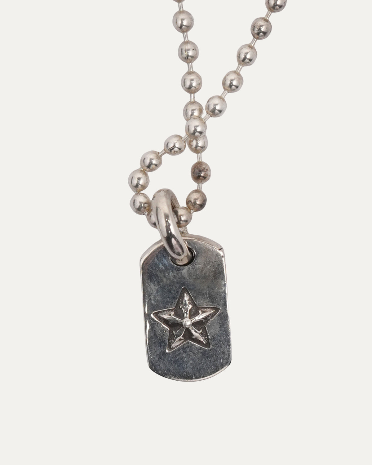 Mini Star Dog Tag Pendant on Ball Chain Necklace