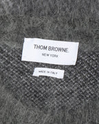 Tonal Grey Buffalo Check Funmix Super Kid Mohair 4-Bar Sweater