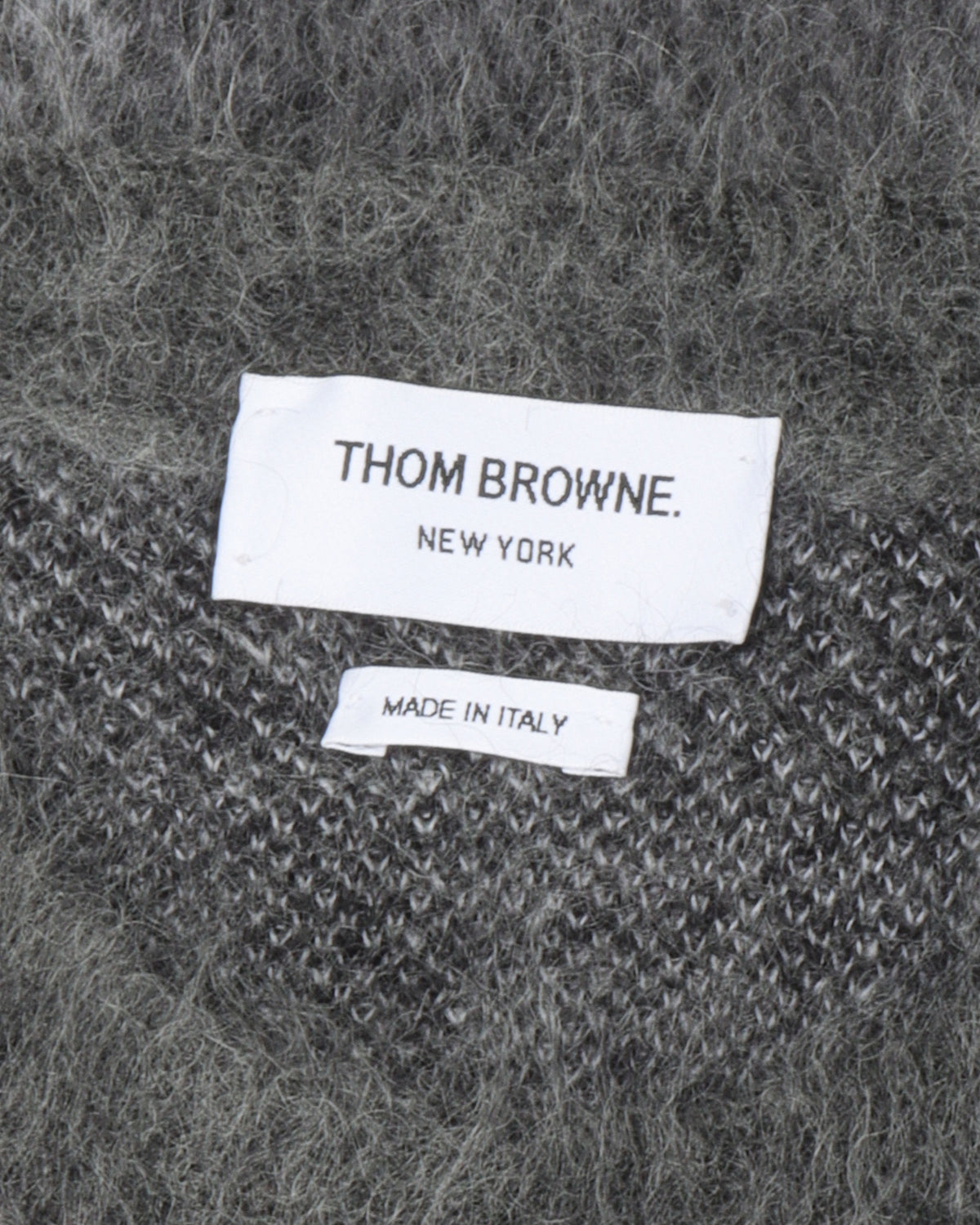 Tonal Grey Buffalo Check Funmix Super Kid Mohair 4-Bar Sweater