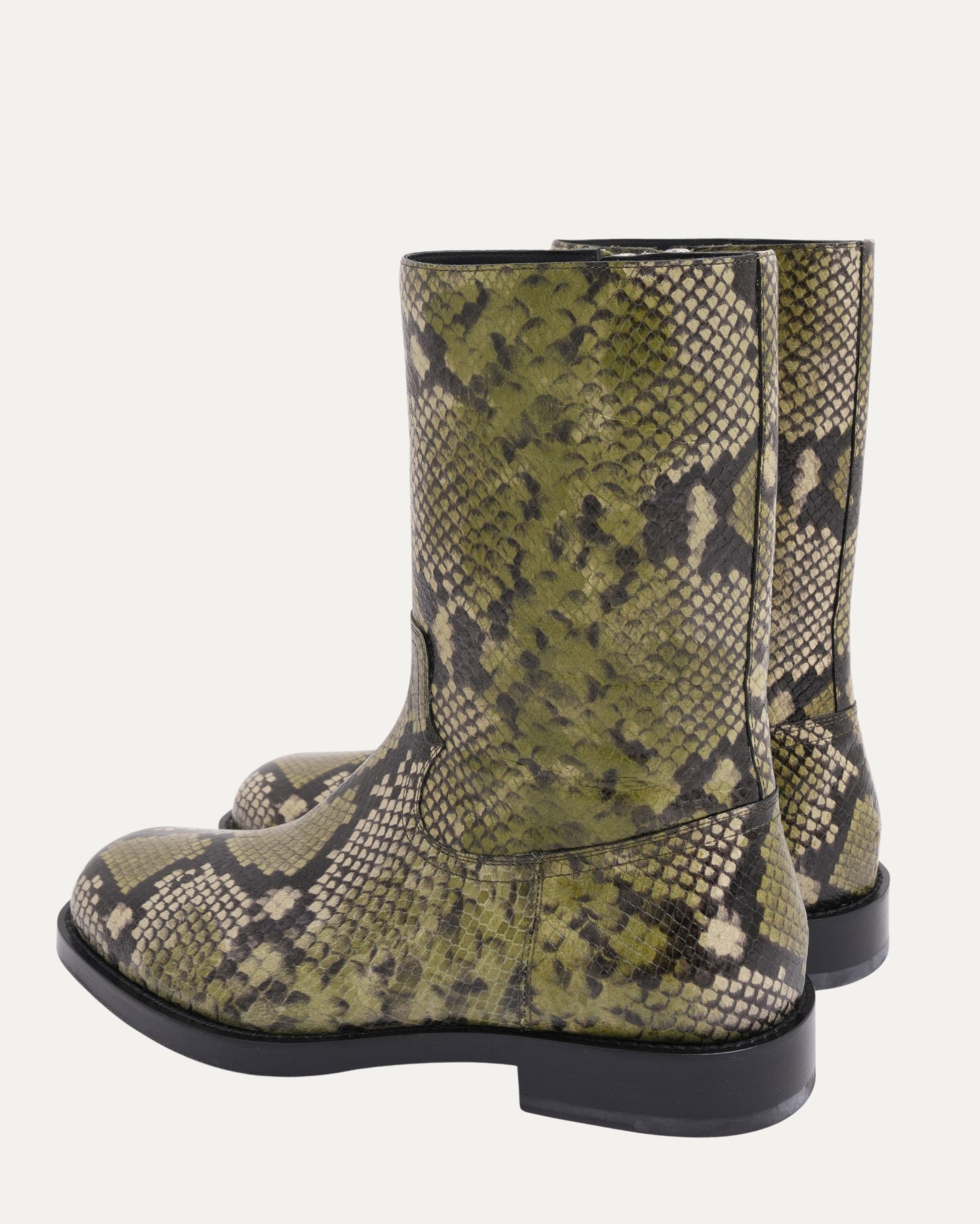 Snake Embossed Leather Boots