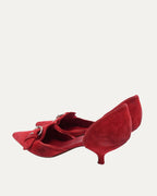 Suede Buckle Heels
