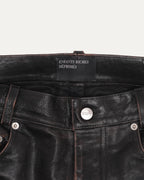 Crust Repaired Leather Flare Jeans