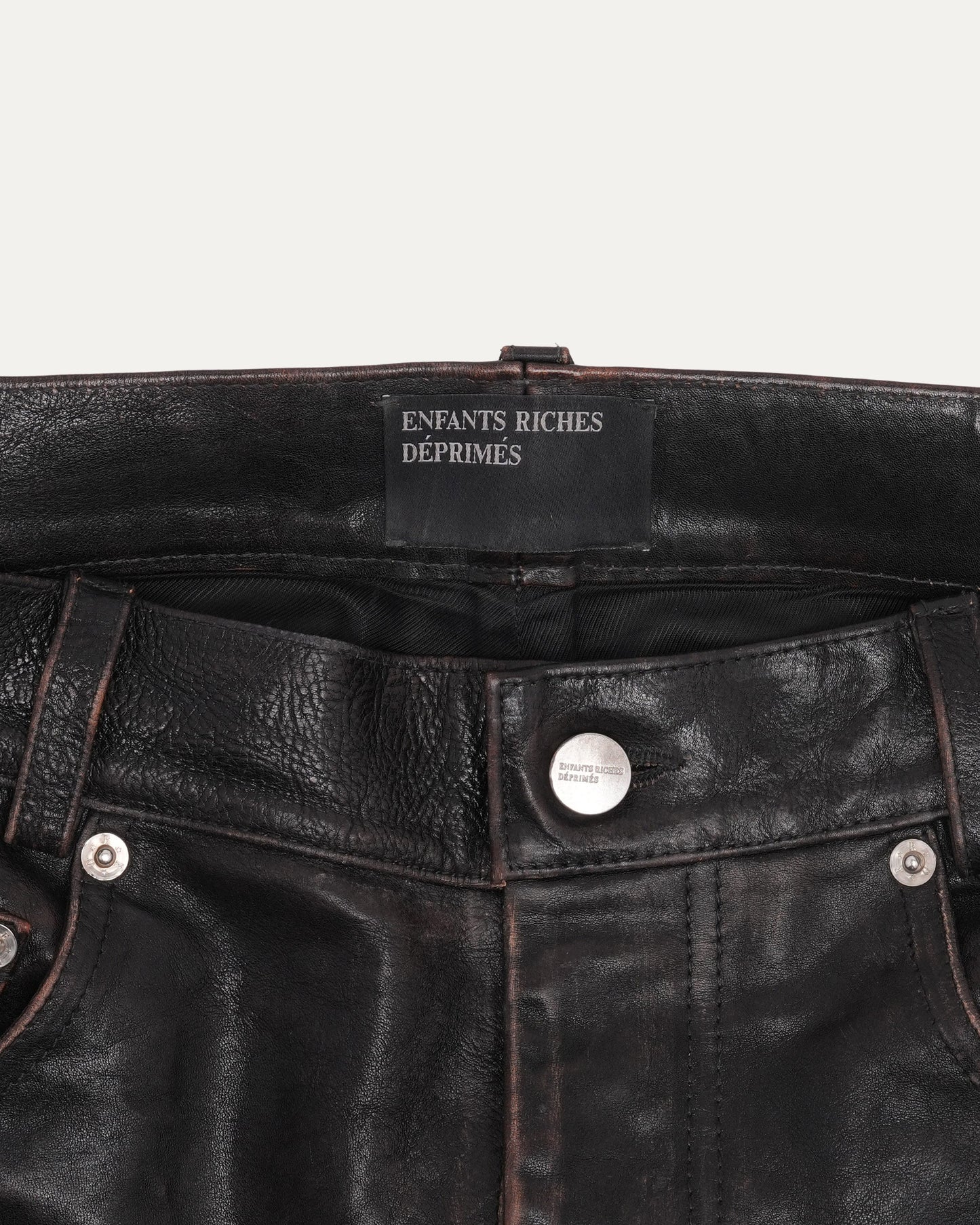 Crust Repaired Leather Flare Jeans