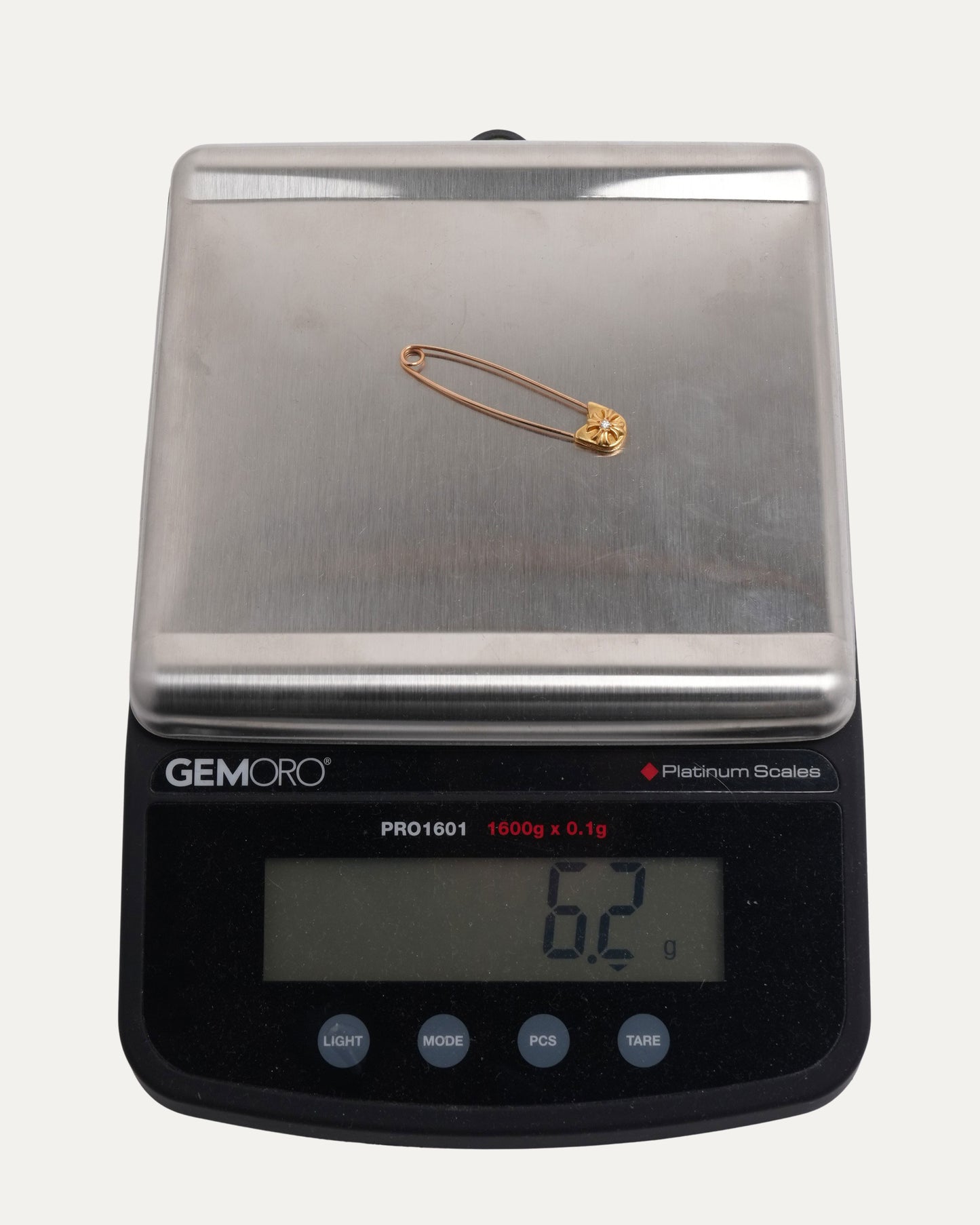 Large Gold and Diamond Safety Pin