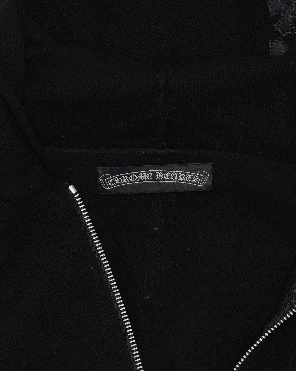 Spinal Cross Patch Cashmere Quarter Zip Hoodie