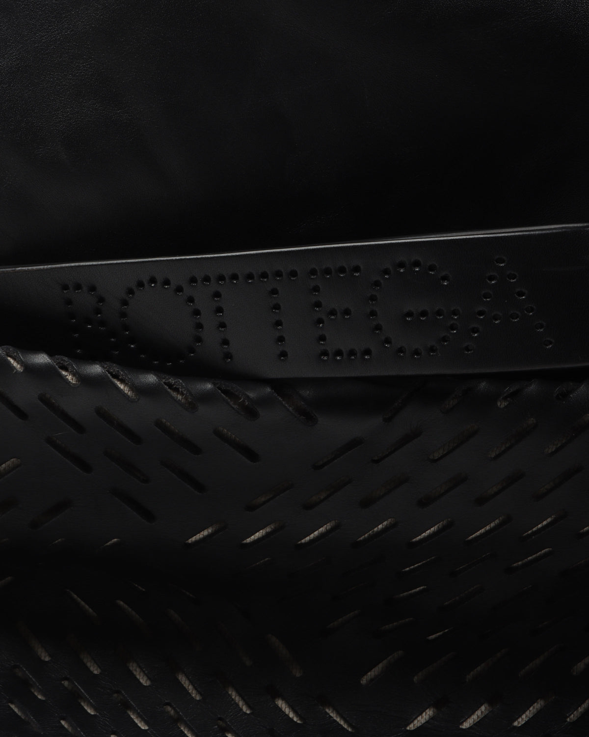 Fold Over Perforated Leather Shoulder Bag