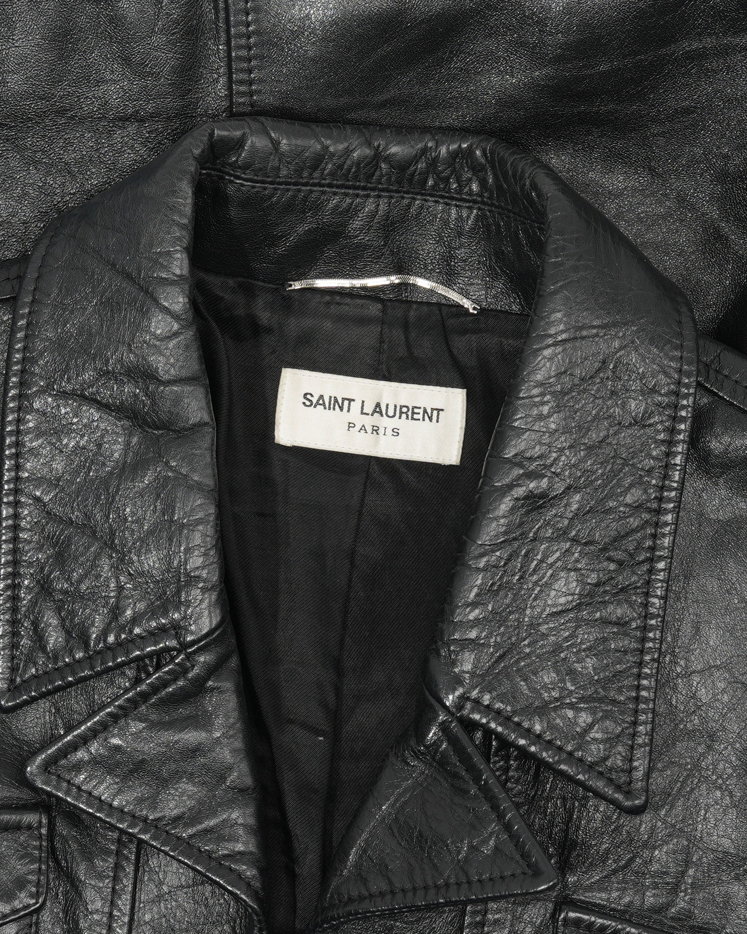 Leather Zip Up Trucker Jacket