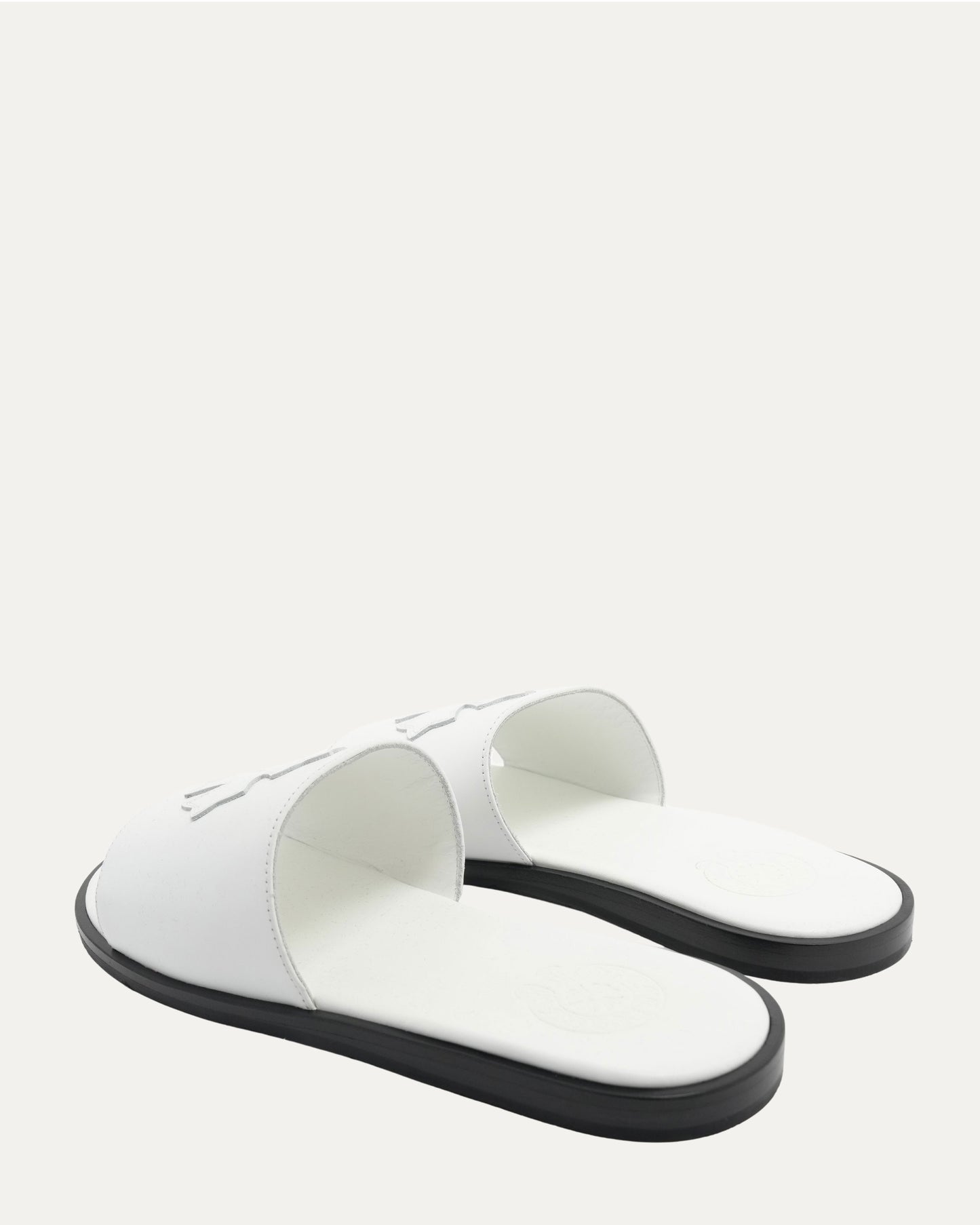 Plus Cross Patch Leather Slides