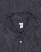 Leather Appliqué Cotton-Cashmere Blend Denim Shirt