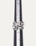 Double Sacred Melted Classic Tri-Link Ring w/ Diamonds