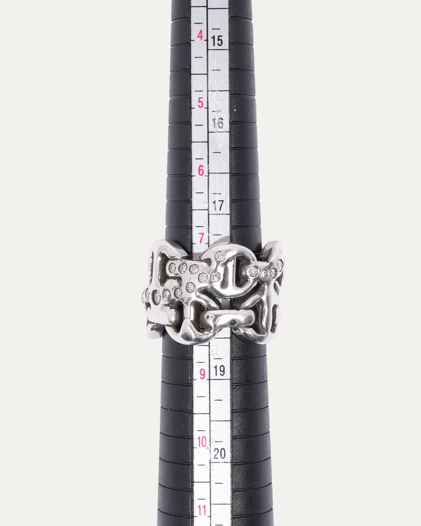 Double Sacred Melted Classic Tri-Link Ring w/ Diamonds