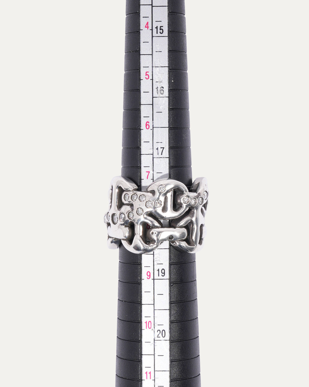 Double Sacred Melted Classic Tri-Link Ring w/ Diamonds
