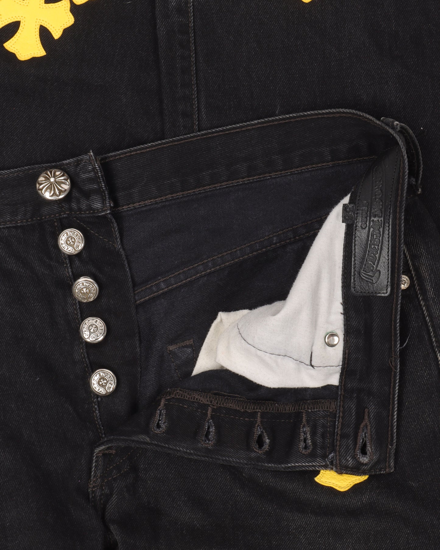 Leather Cross Patch Jeans