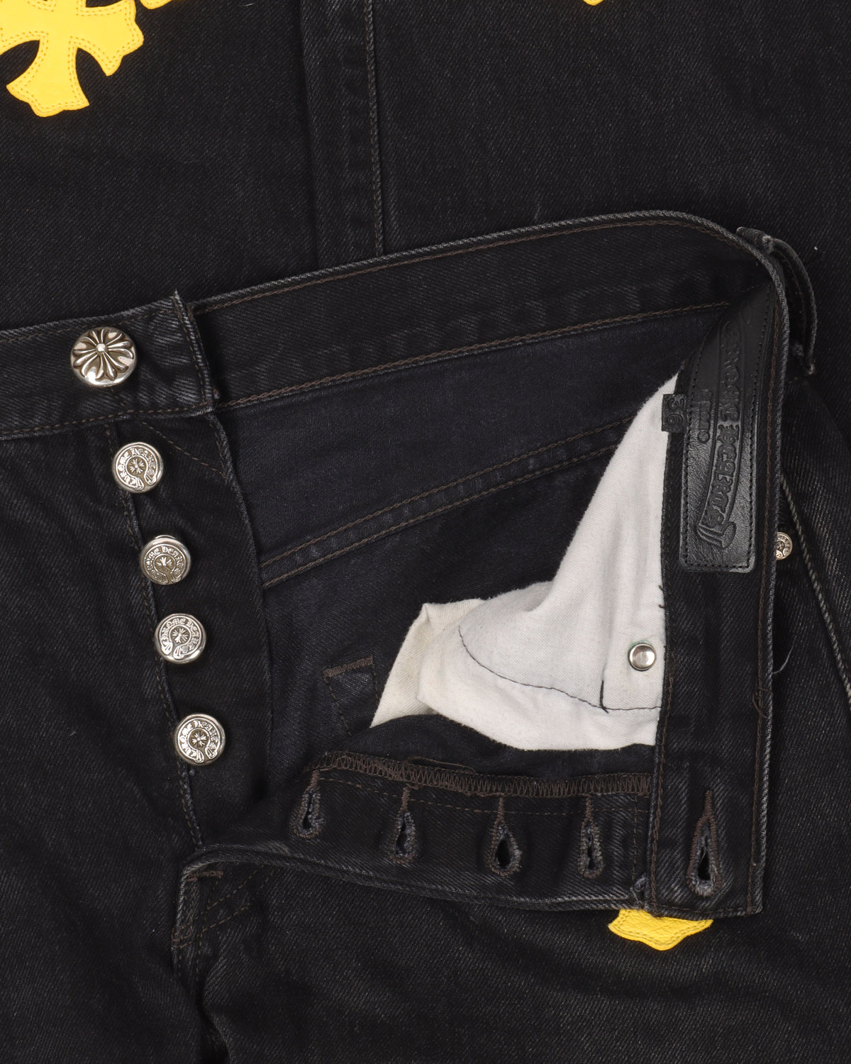 Leather Cross Patch Jeans