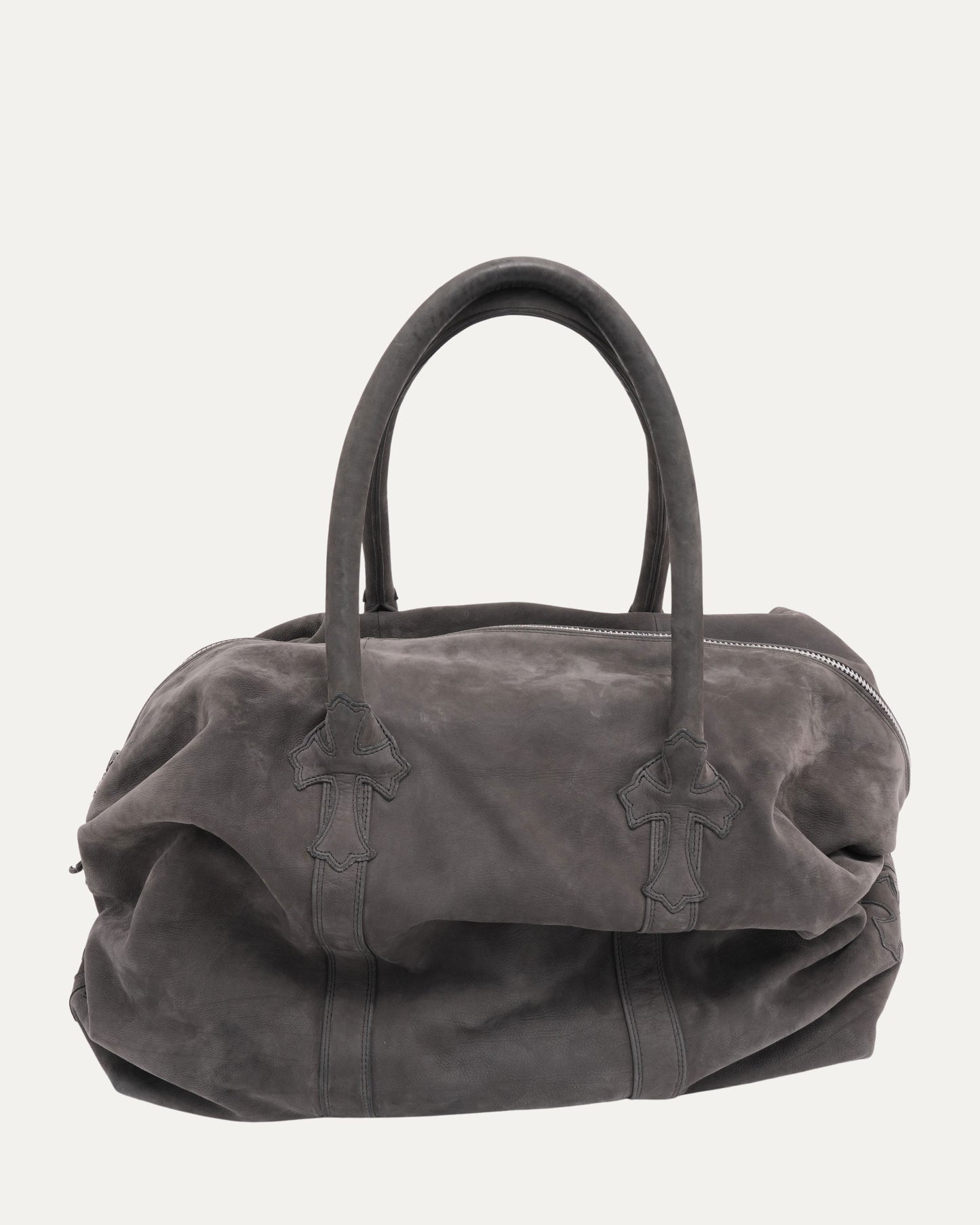 Cross Embellished Cross Patch Suede Weekender Bag