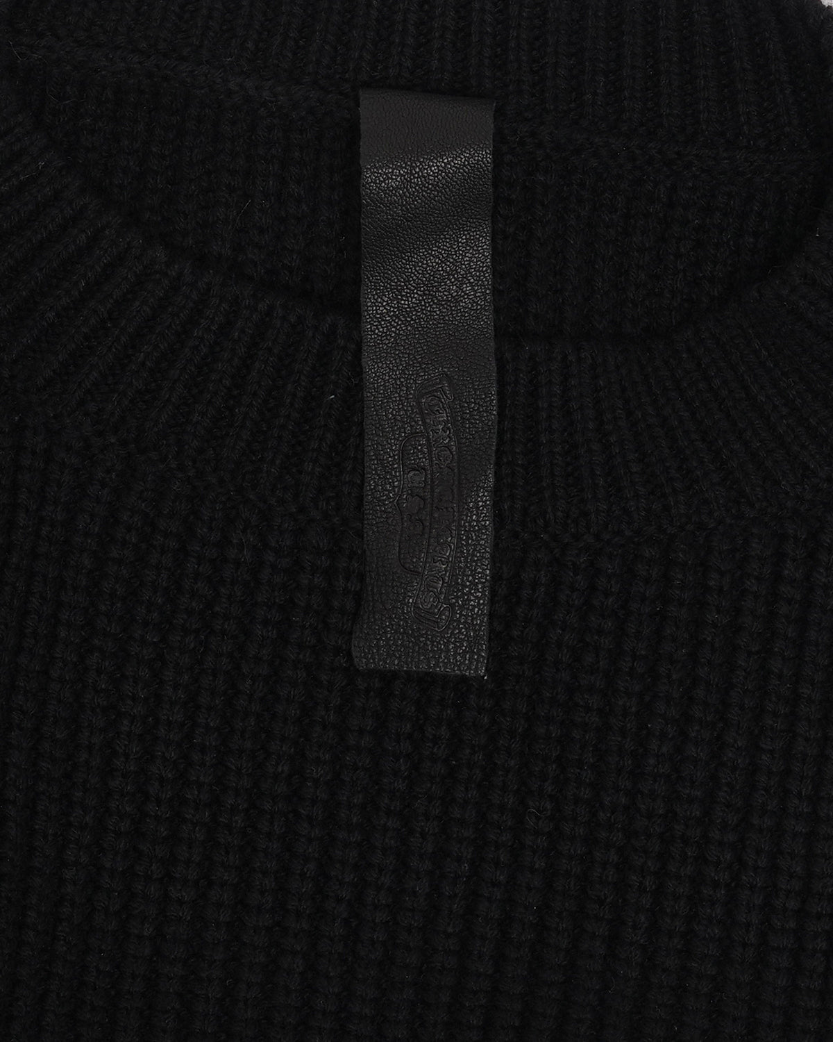 Cemetery Cross Patch Ribbed Crewneck Sweater