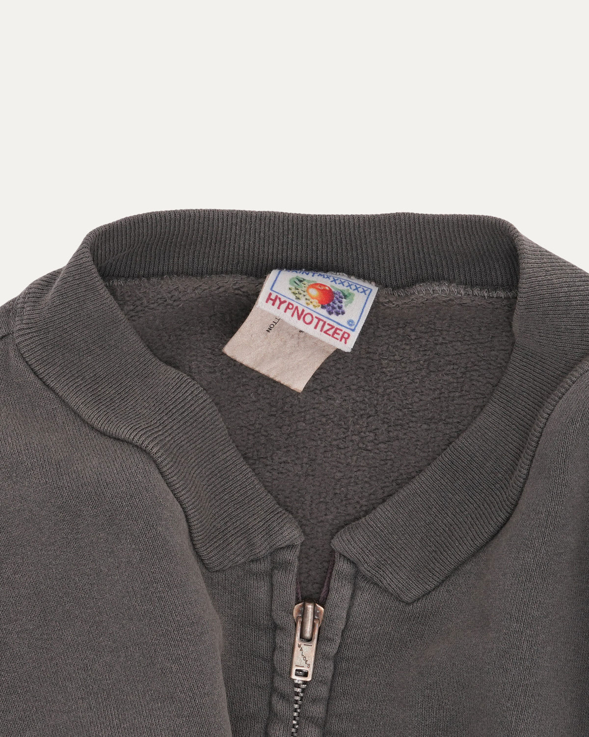 Distressed Zip Up Crewneck Sweatshirt