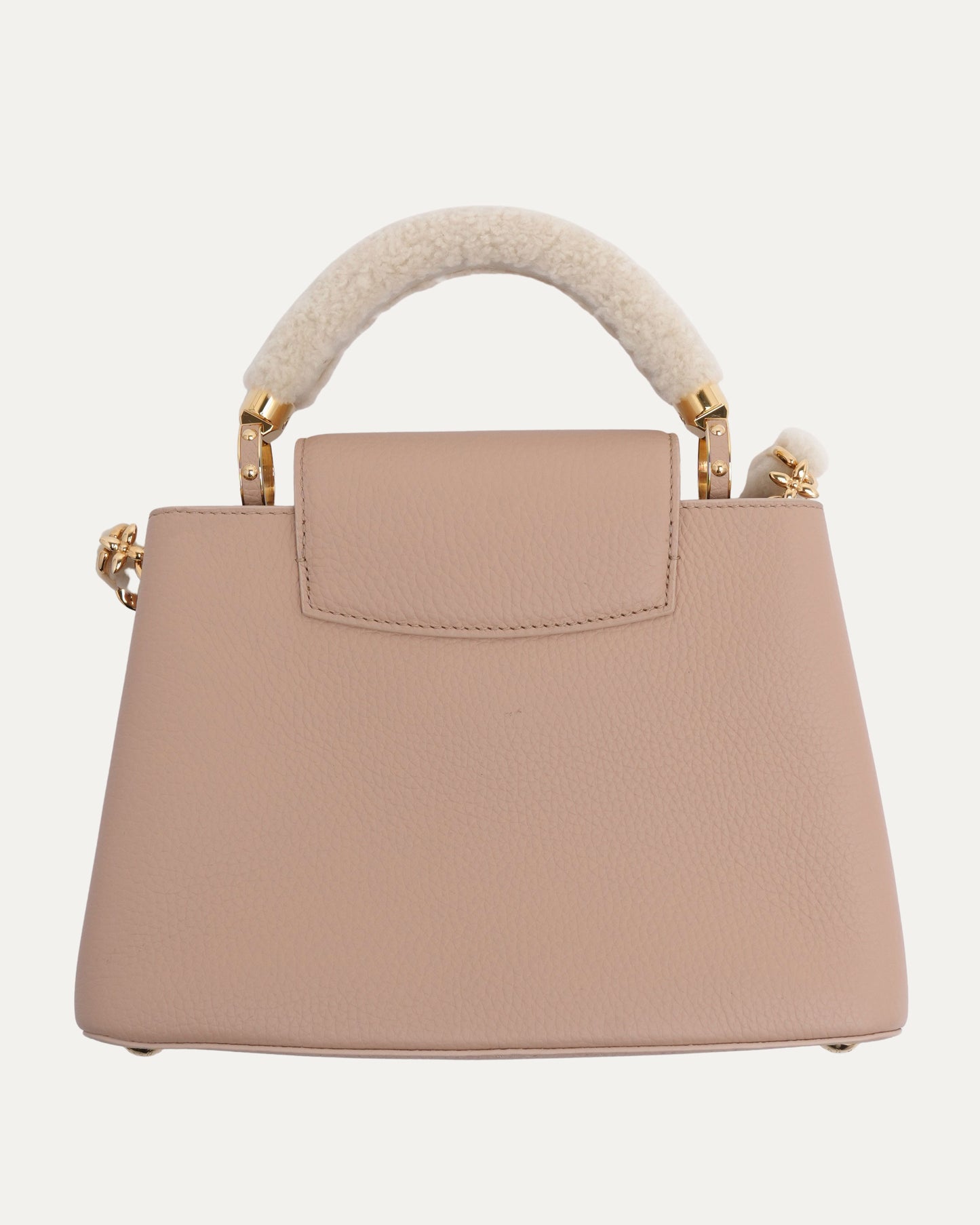 Shearling Trim Handle Taurillon Capucines BB Bag